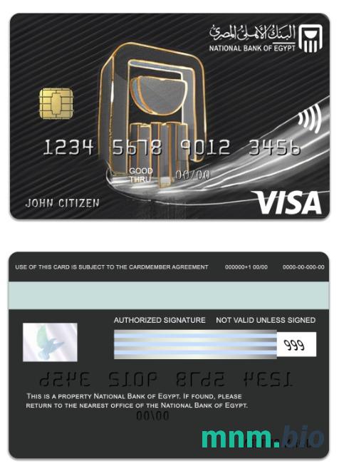 Egypt National Bank of Egypt visa platyna karta przykład w formacie PSD
